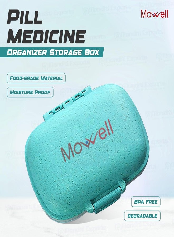 Mowell Travel Pill Organizer - 8 Compartment Portable Pill Box for Daily Medicine & Vitamins | Small Pocket-Sized Pill Case | Double Lock, Moisture-Proof, Food-Grade Plastic | Turkish Blue - Image 2